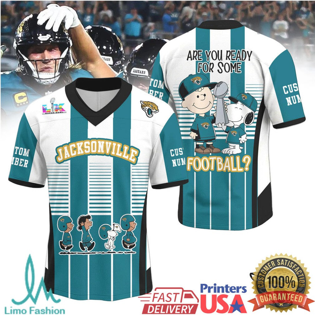 Jacksonville Jaguars Peanuts Charlie Brown Snoopy Football Jersey - Limotees LLC