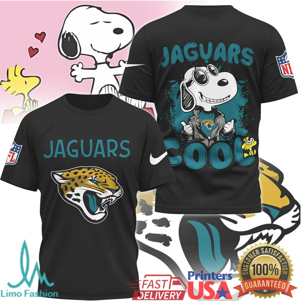 Jacksonville Jaguars Snoopy Joe Cool NFL Graphic T Shirt - Limotees LLC