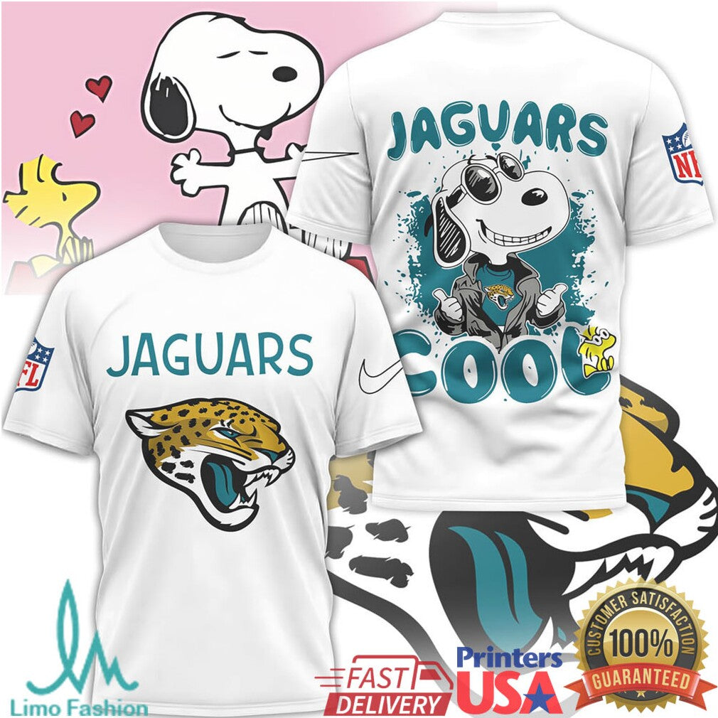 Jacksonville Jaguars Snoopy Joe Cool NFL Graphic T Shirt - Limotees LLC