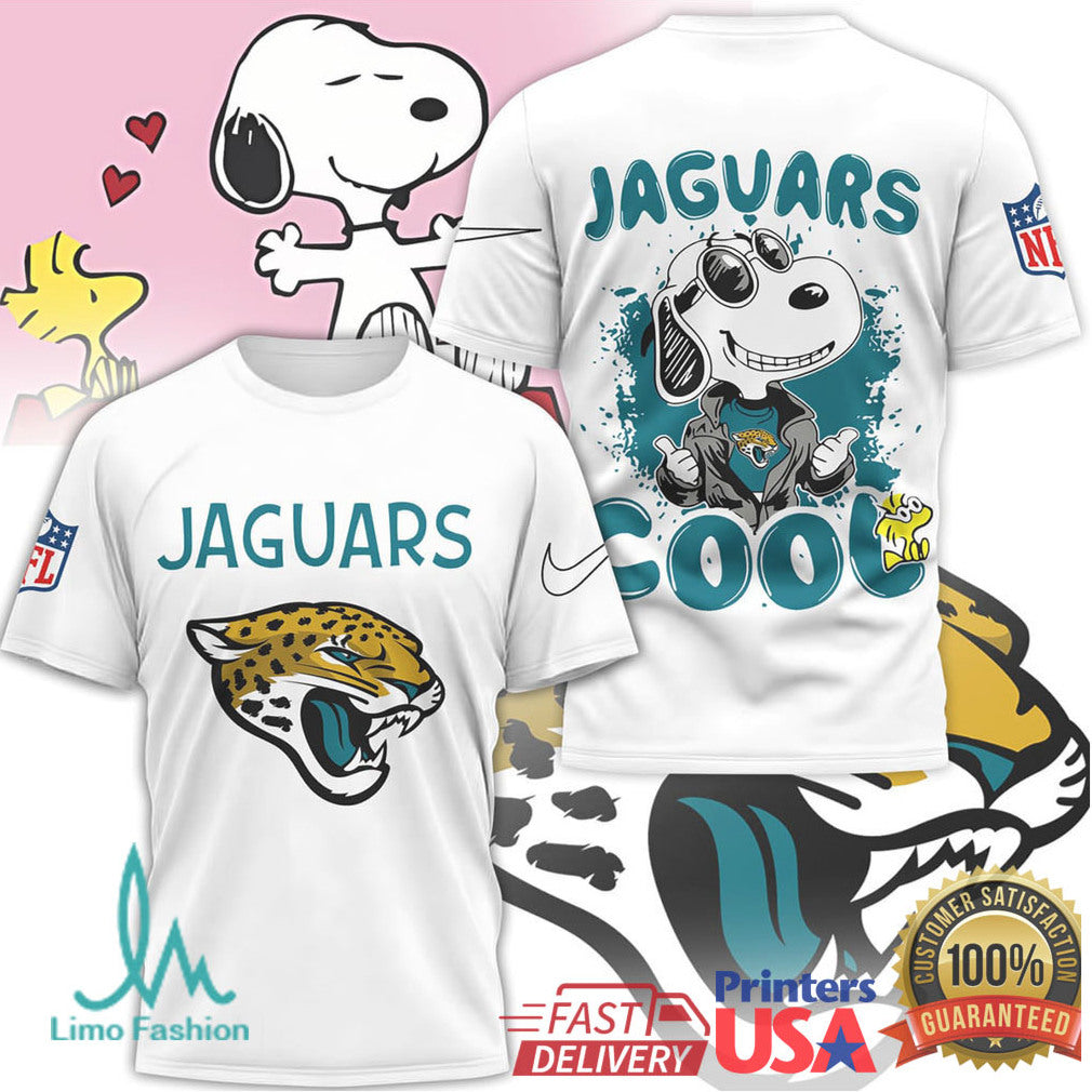 Jacksonville Jaguars Snoopy Joe Cool NFL Graphic T Shirt - Limotees LLC