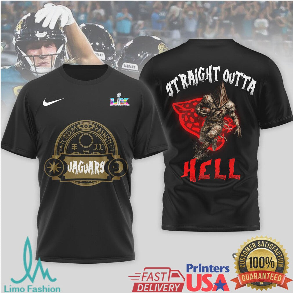 Jacksonville Jaguars Straight Outta Hell Graphic Football T Shirt - Limotees LLC