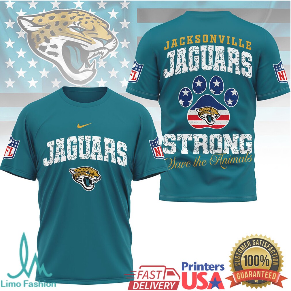 Jacksonville Jaguars Strong Save the Animals Paw Print T Shirt - Limotees LLC