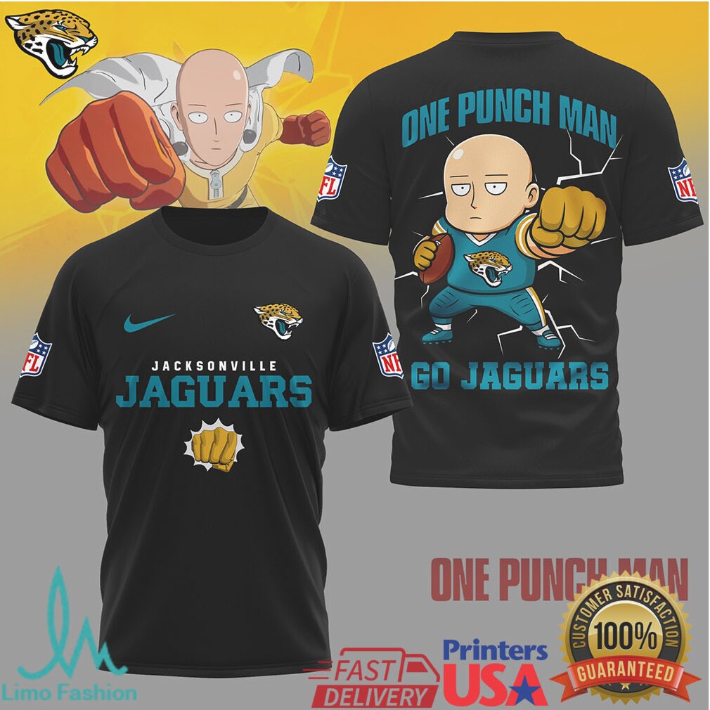 Jacksonville Jaguars x One Punch Man Saitama NFL Graphic T Shirt - Limotees LLC