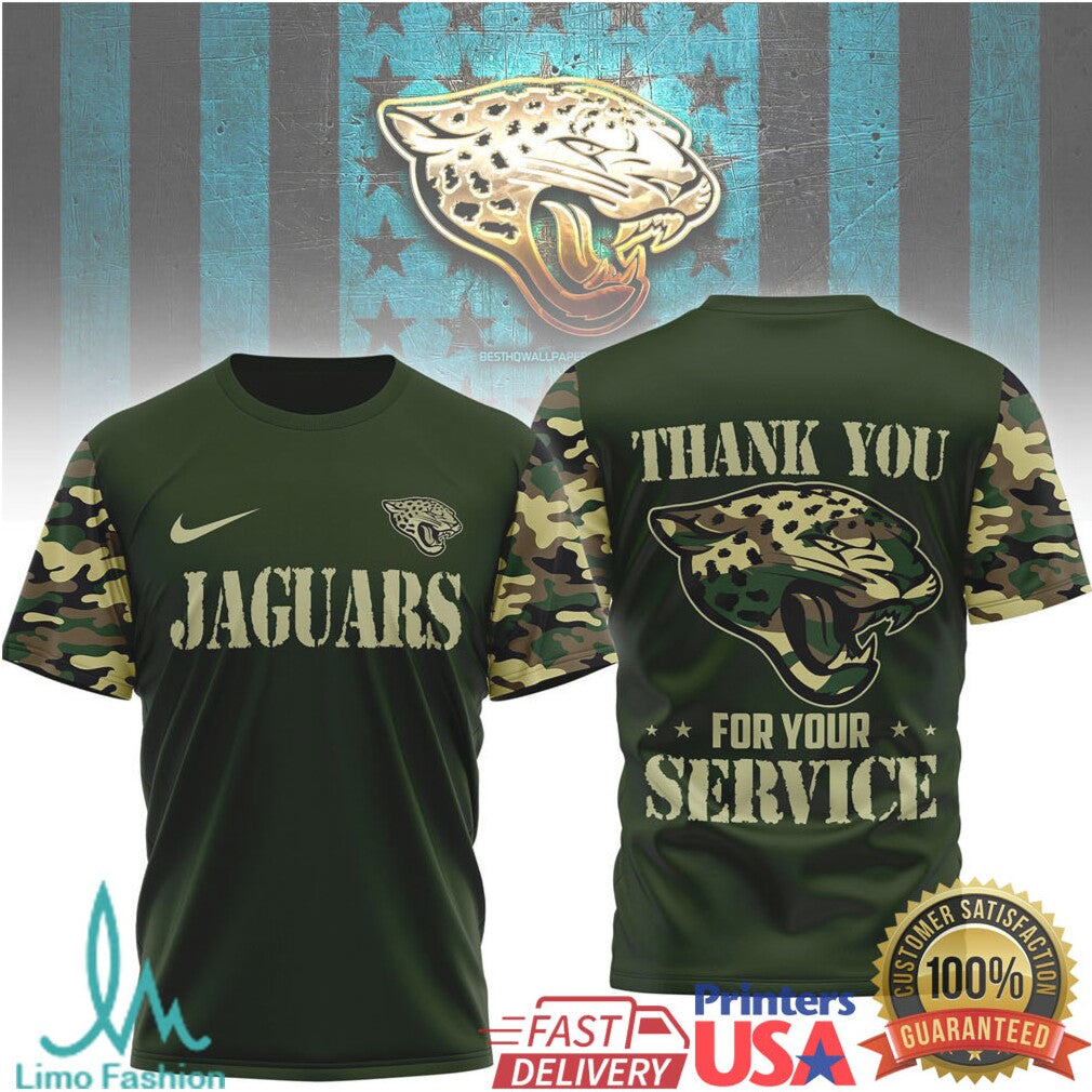 Jacksonville JaguarsOfficial NFL Camouflage Thank You For Service 3D Shirt - Limotees LLC
