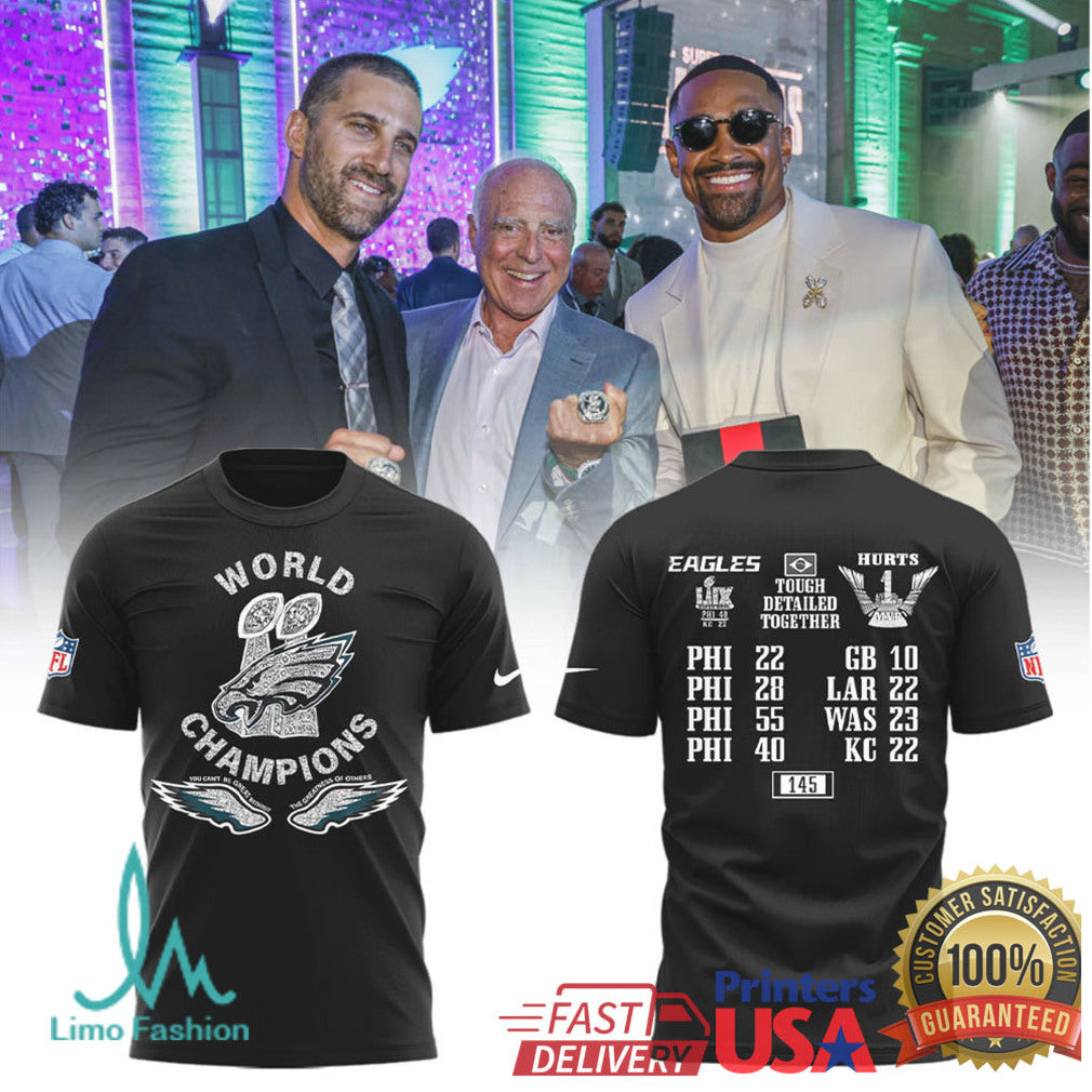 Jalen Hurts Philadelphia Eagles World Champions Stats Graphic Shirt - Limotees LLC