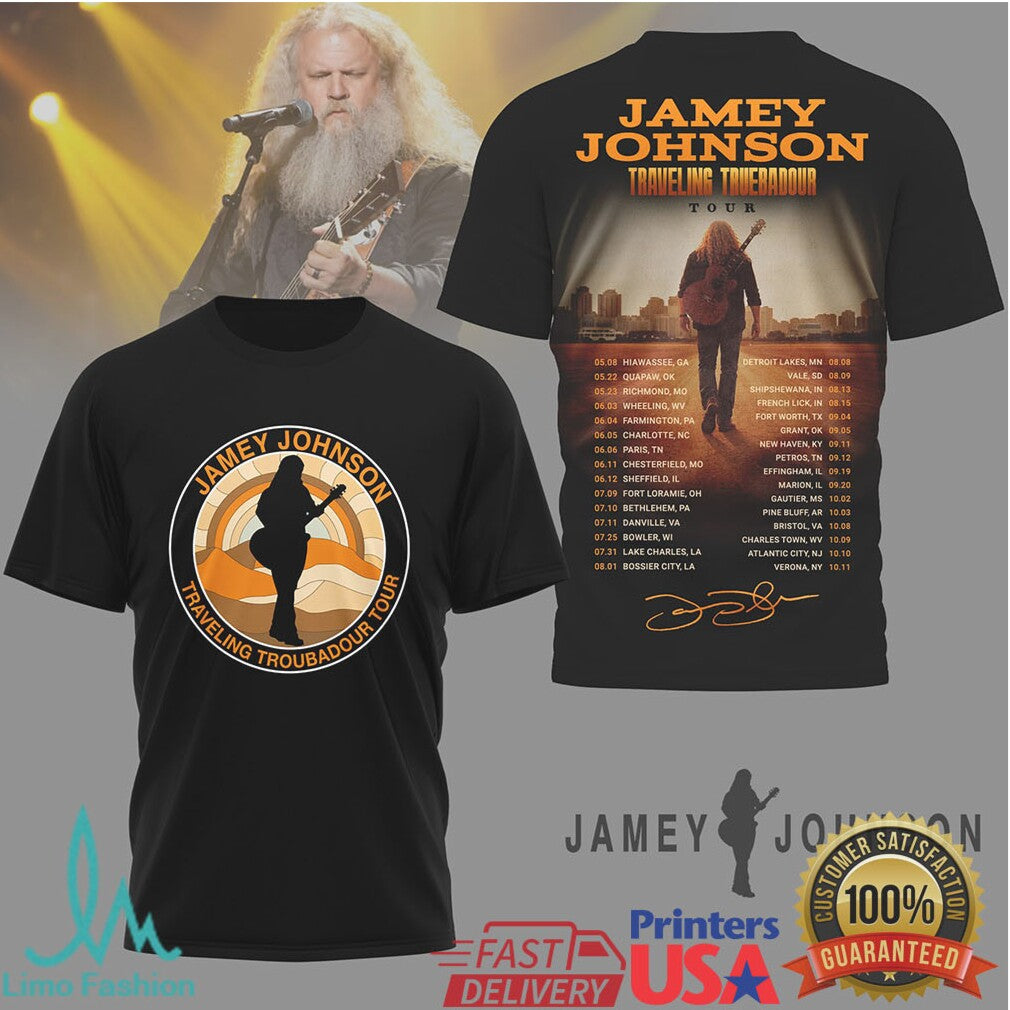 Jamey Johnson Traveling Troubadour Tour 2024 Country Music Concert T Shirt - Limotees LLC