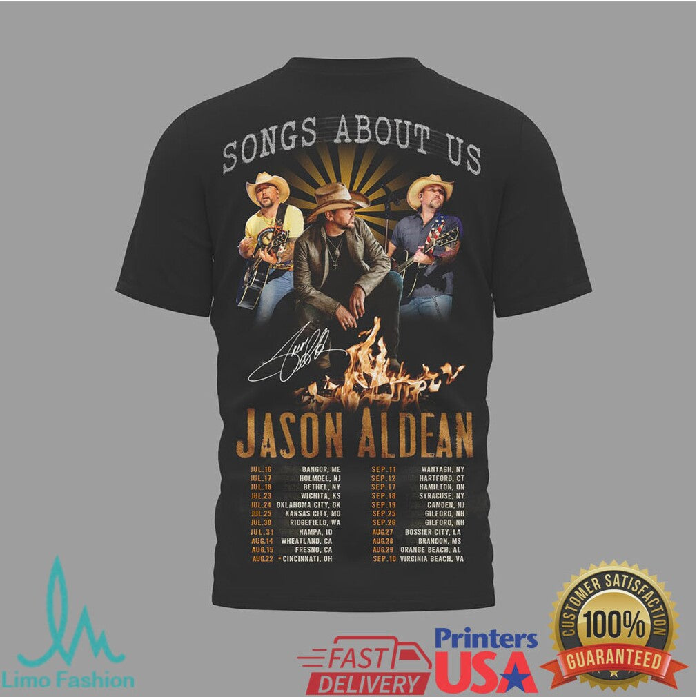 Jason Aldean Songs About Us 2025 Concert Tour Dates T Shirt - Limotees LLC