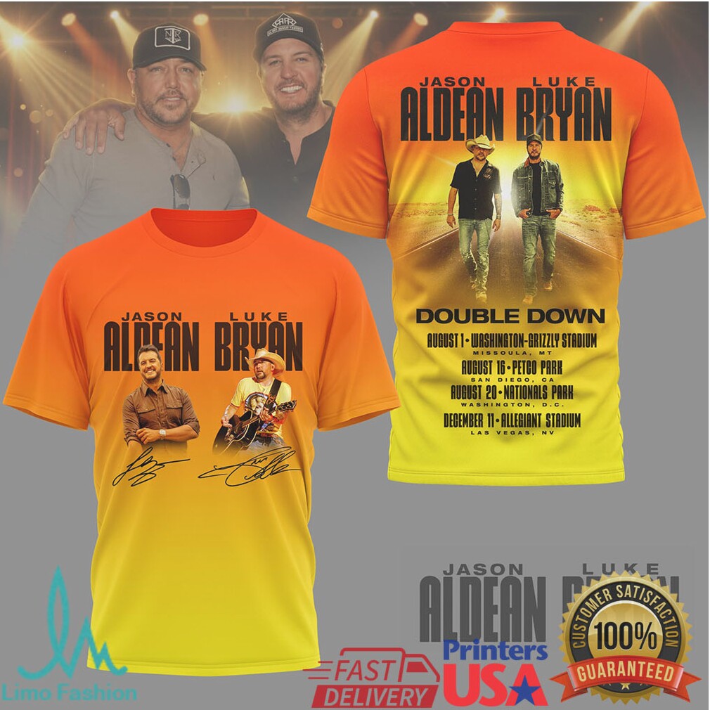 Jason Aldean and Luke Bryan Double Down Tour 2024 Country Music Concert T Shirt - Limotees LLC