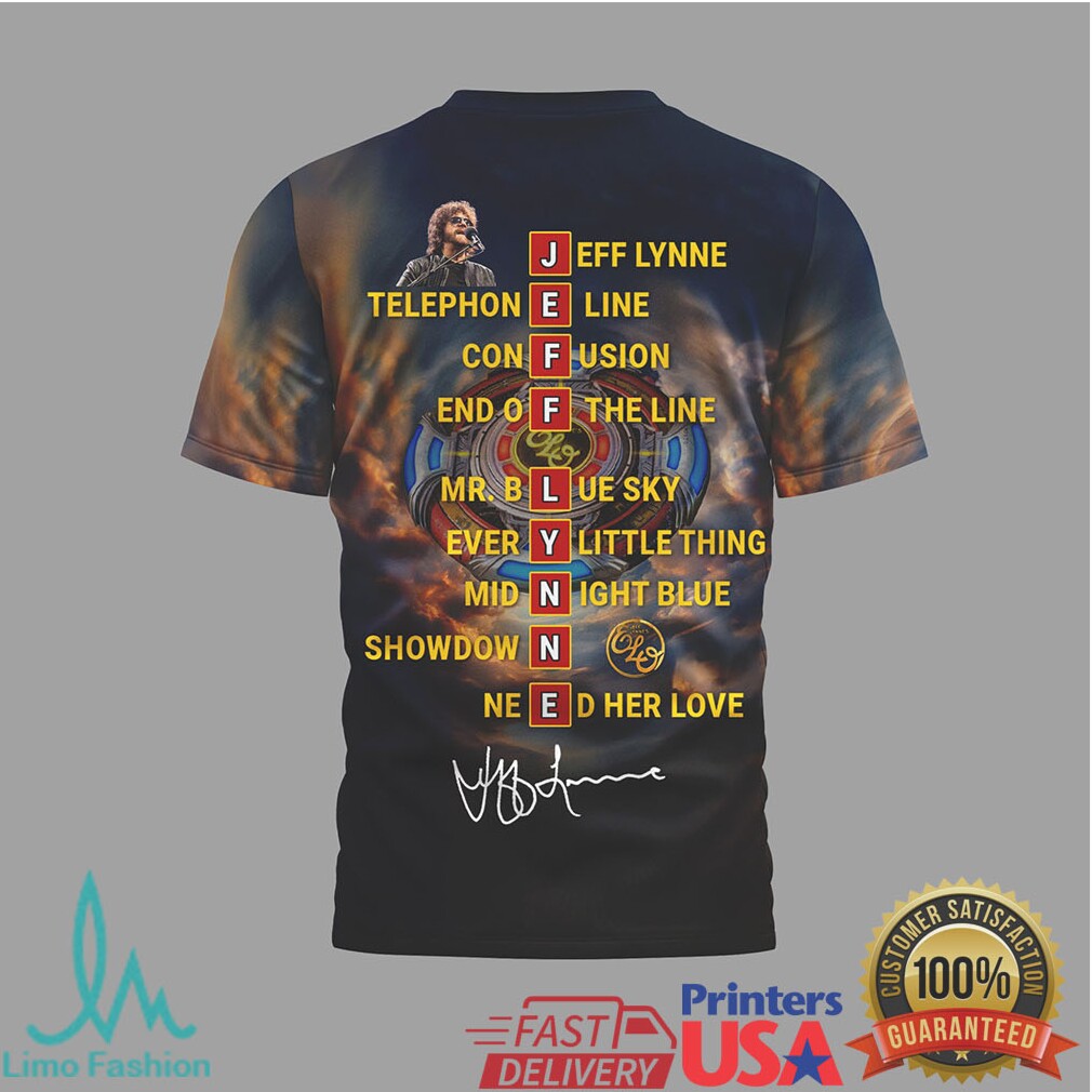 Jeff Lynne's ELO Farewell Tour T Shirt Mr. Blue Sky Lyric Graphic - Limotees LLC