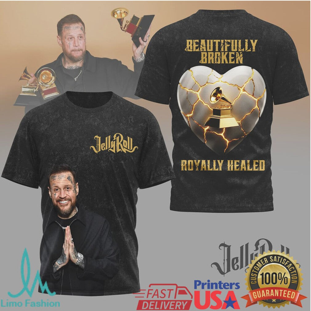 Jelly Roll “Beautifully Broken Royally Healed” Grammy Tribute Tee - Limotees LLC