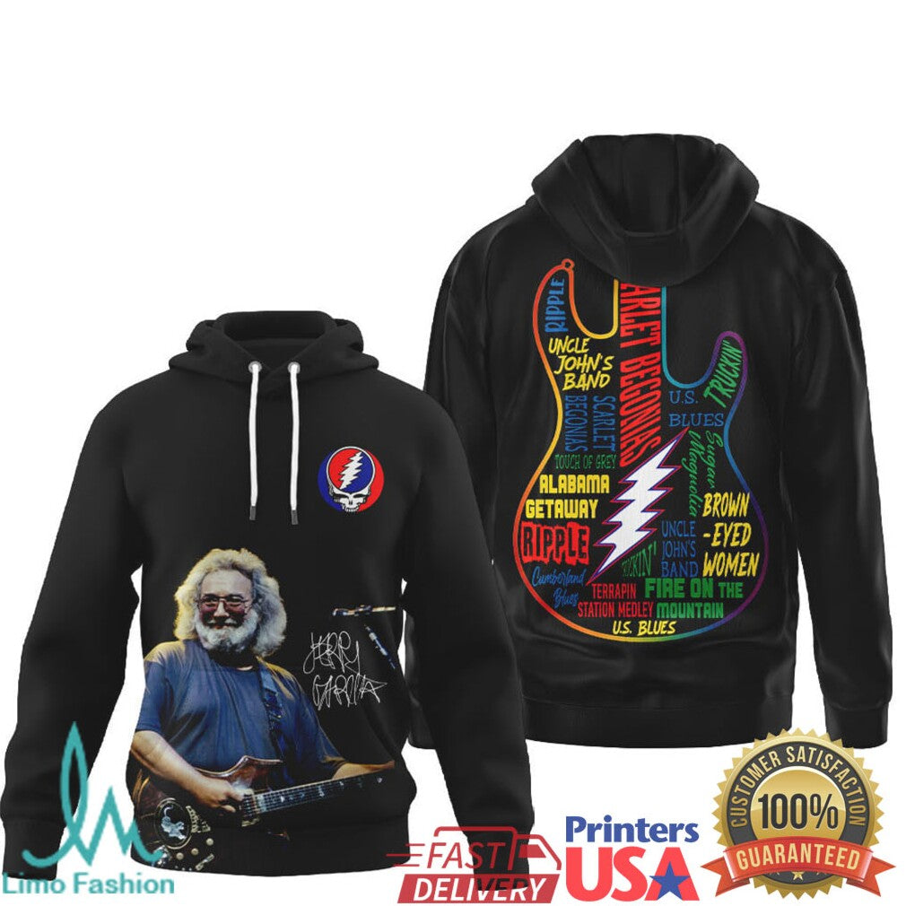 Jerry Garcia Grateful Dead Signature Guitar Song Lyrics Tribute Shirt - Limotees LLC