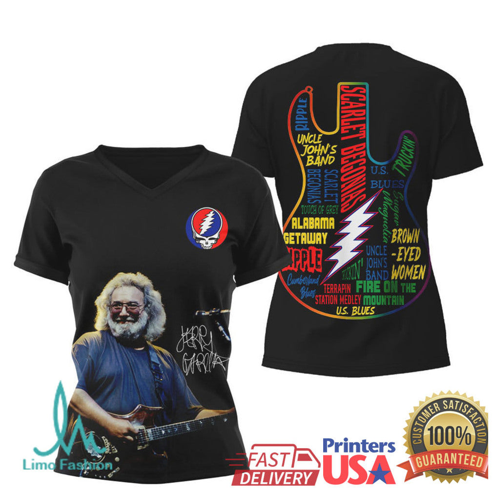 Jerry Garcia Grateful Dead Signature Guitar Song Lyrics Tribute Shirt - Limotees LLC