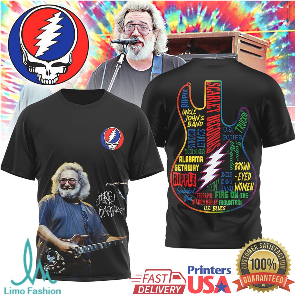 Jerry Garcia Grateful Dead Signature Guitar Song Lyrics Tribute Shirt - Limotees LLC