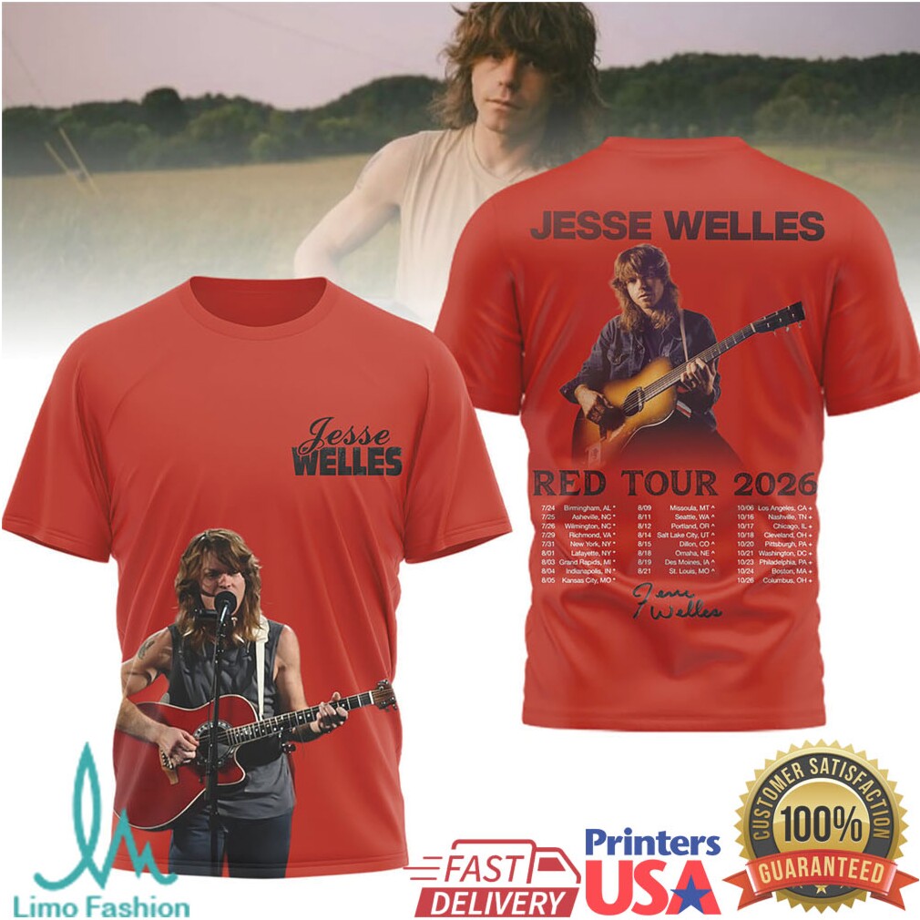 Jesse Welles Red Tour 2026 Official Concert Dates T Shirt - Limotees LLC