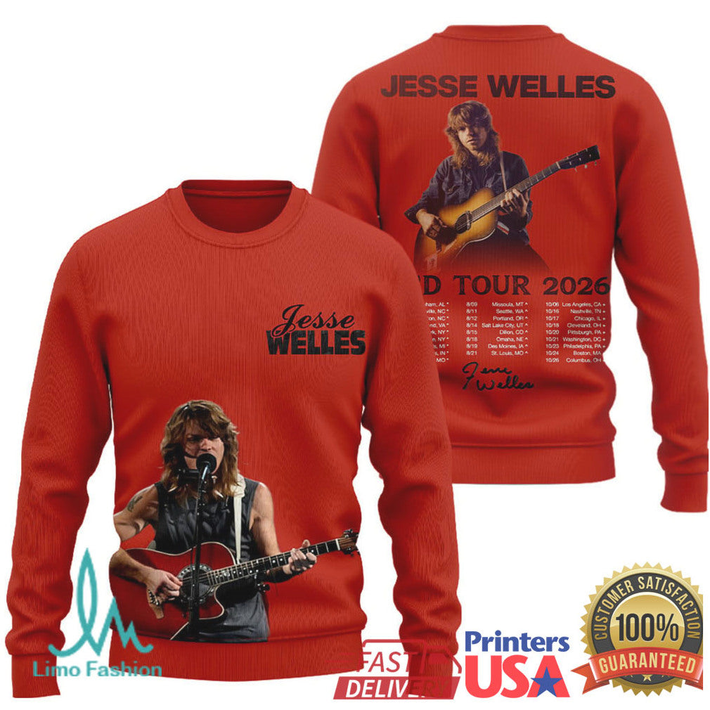 Jesse Welles Red Tour 2026 Official Concert Dates T Shirt - Limotees LLC