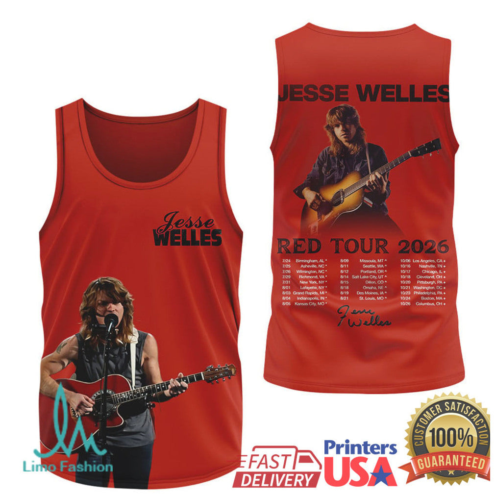 Jesse Welles Red Tour 2026 Official Concert Merchandise T Shirt - Limotees LLC