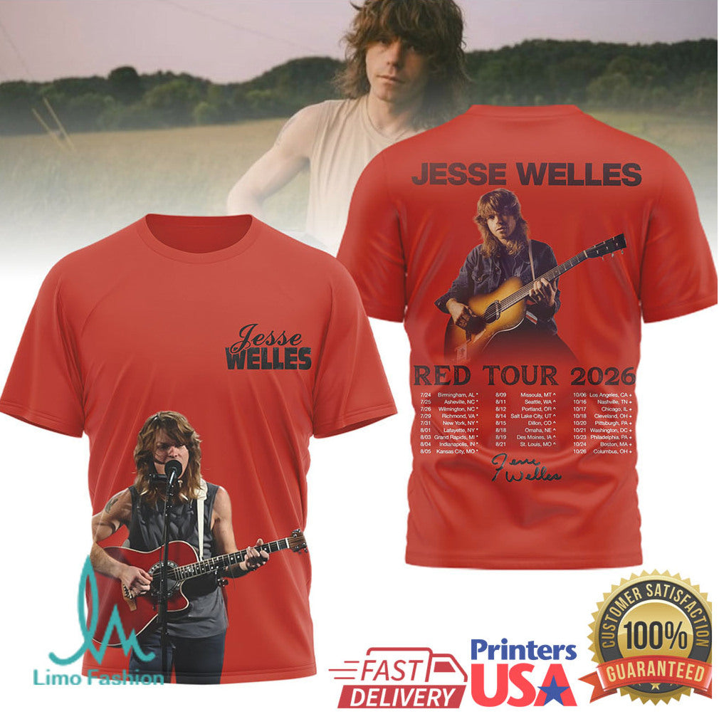 Jesse Welles Red Tour 2026 Official Concert T Shirt - Limotees LLC
