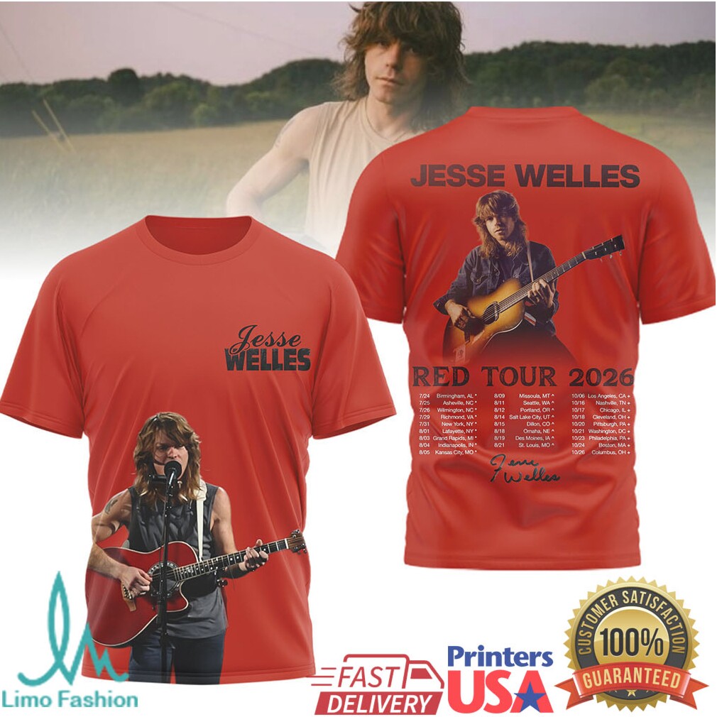 Jesse Welles Red Tour 2026 Official Concert T Shirt - Limotees LLC