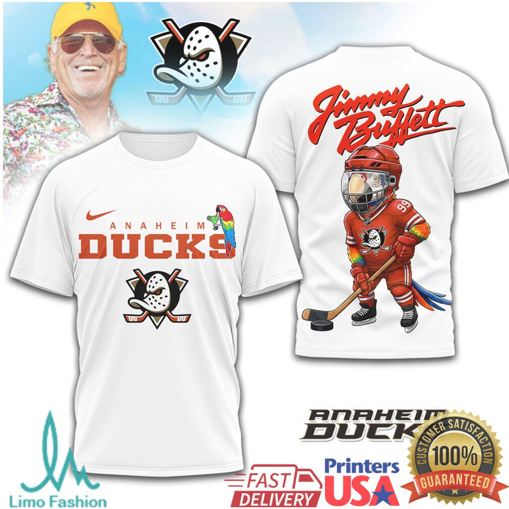 Jimmy Buffett Anaheim Ducks Parrot Head Hockey T Shirt - Limotees LLC
