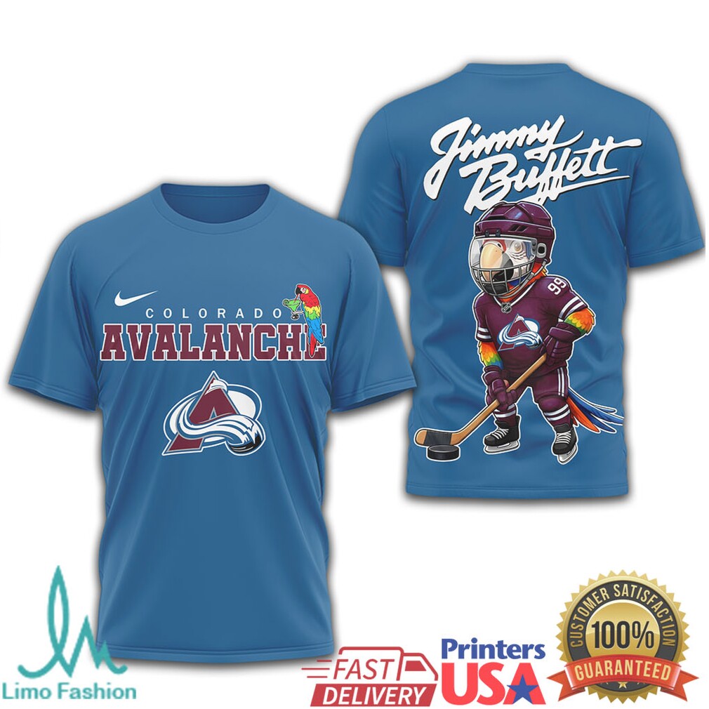 Jimmy Buffett Colorado Avalanche Parrot Head Hockey T Shirt - Limotees LLC