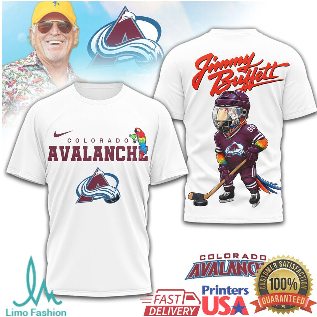 Jimmy Buffett Colorado Avalanche Parrot Head Hockey T Shirt - Limotees LLC