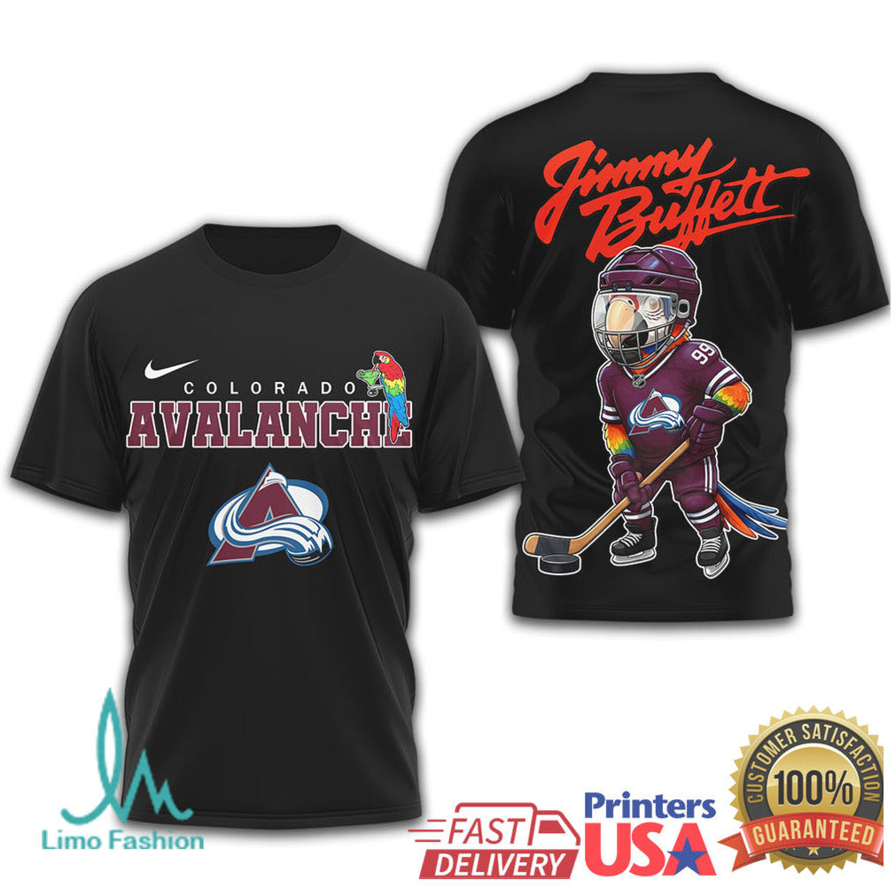 Jimmy Buffett Colorado Avalanche Parrot Head Hockey T Shirt - Limotees LLC
