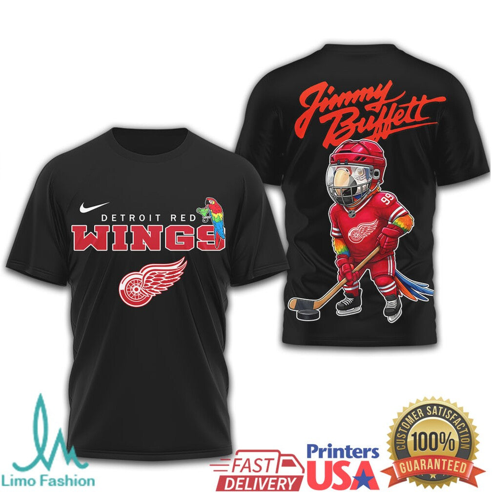 Jimmy Buffett Detroit Red Wings Parrot Head Hockey T Shirt - Limotees LLC