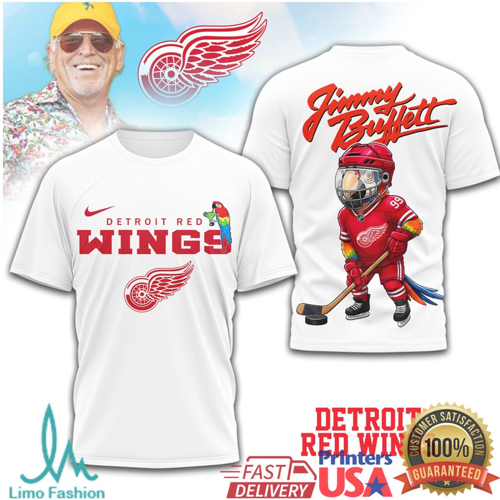 Jimmy Buffett Detroit Red Wings Parrot Head Hockey T Shirt - Limotees LLC