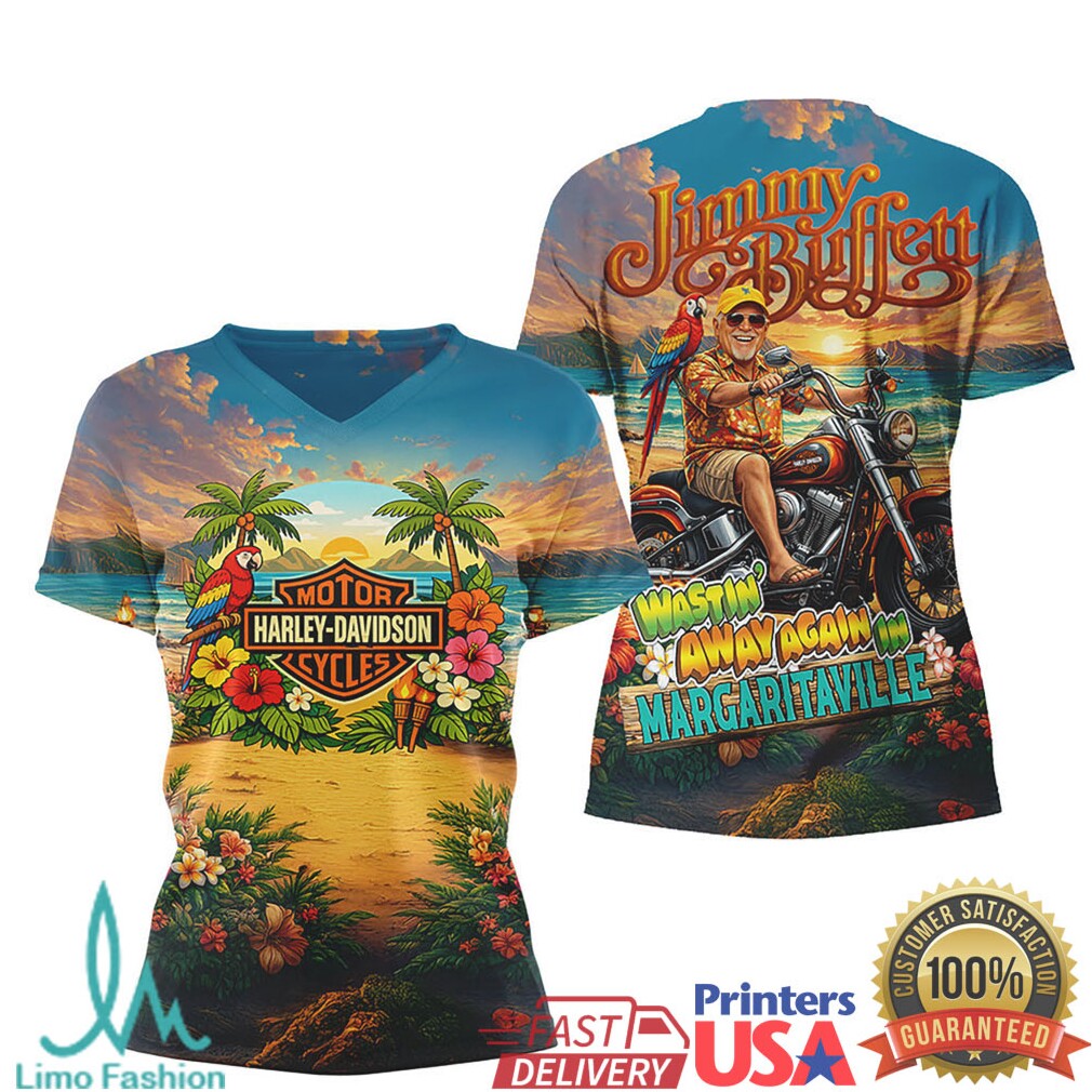 Jimmy Buffett Margaritaville Harley Davidson Tropical Summer All Over Print T Shirt - Limotees LLC