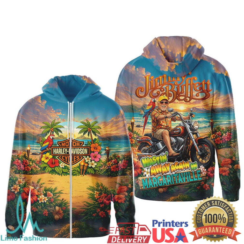 Jimmy Buffett Margaritaville Harley Davidson Tropical Summer All Over Print T Shirt - Limotees LLC