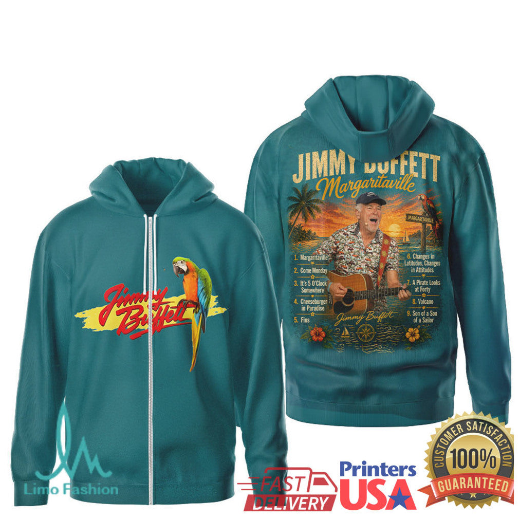Jimmy Buffett Memorial Margaritaville Parrot Iconic Lyrics Tribute T Shirt - Limotees LLC