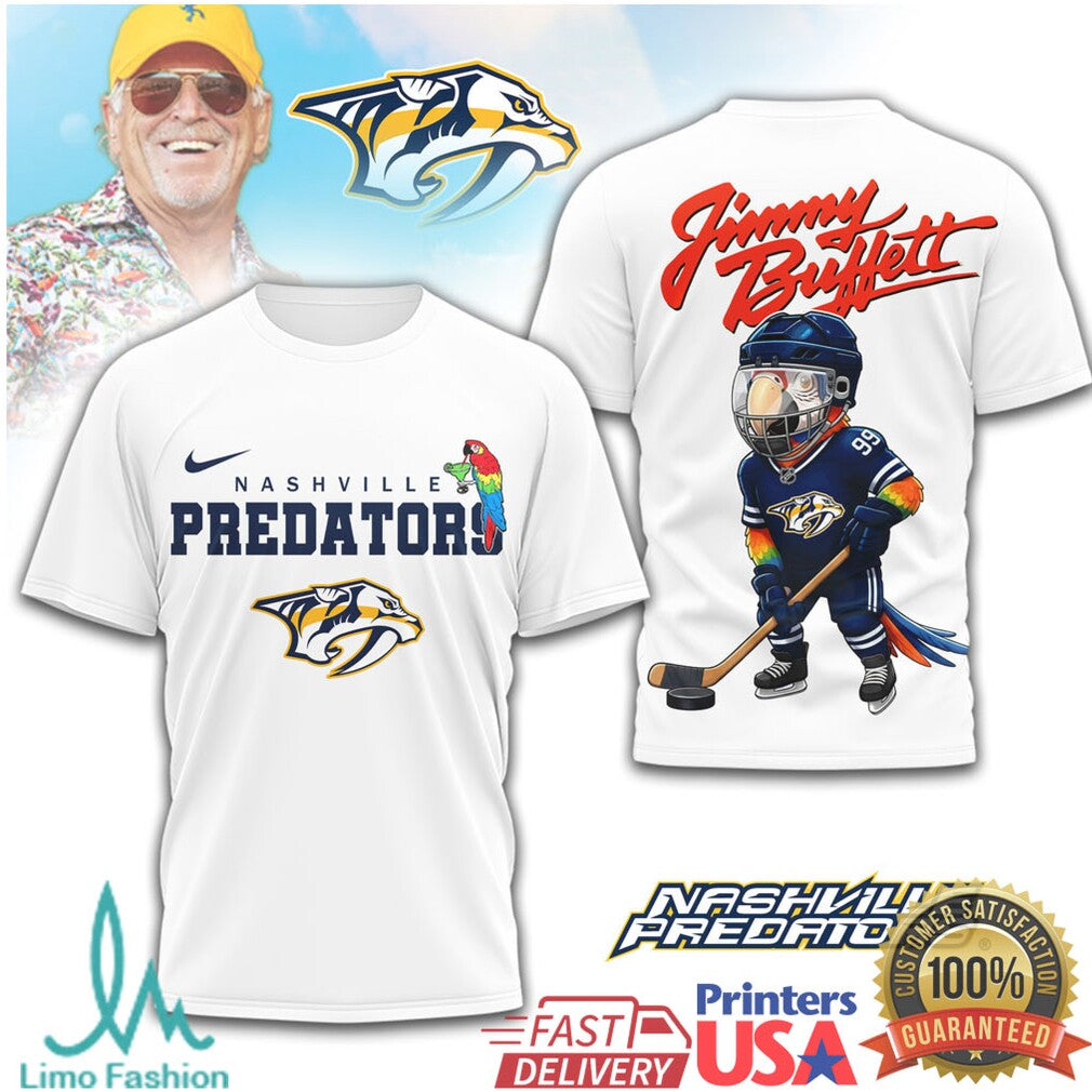 Jimmy Buffett Nashville Predators Parrot Head Hockey T Shirt - Limotees LLC
