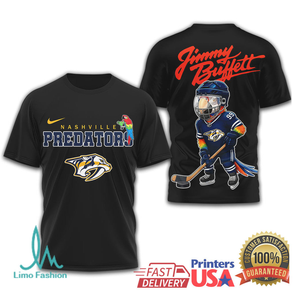 Jimmy Buffett Nashville Predators Parrot Head Hockey T Shirt - Limotees LLC