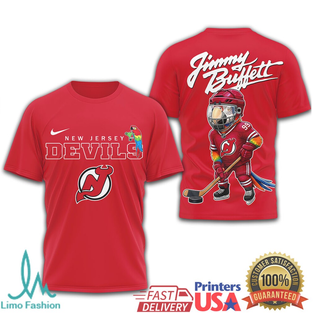 Jimmy Buffett New Jersey Devils Parrot Head Hockey T Shirt - Limotees LLC