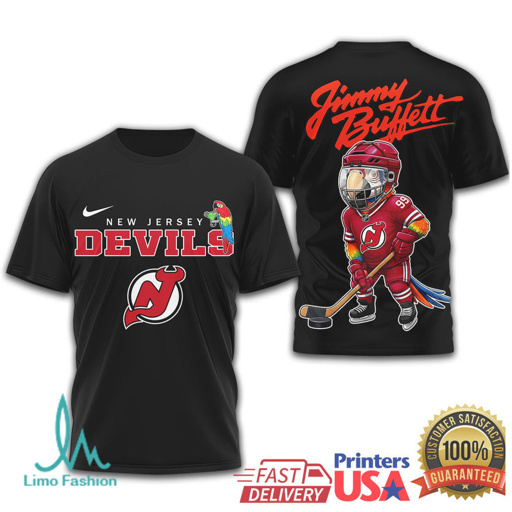 Jimmy Buffett New Jersey Devils Parrot Head Hockey T Shirt - Limotees LLC