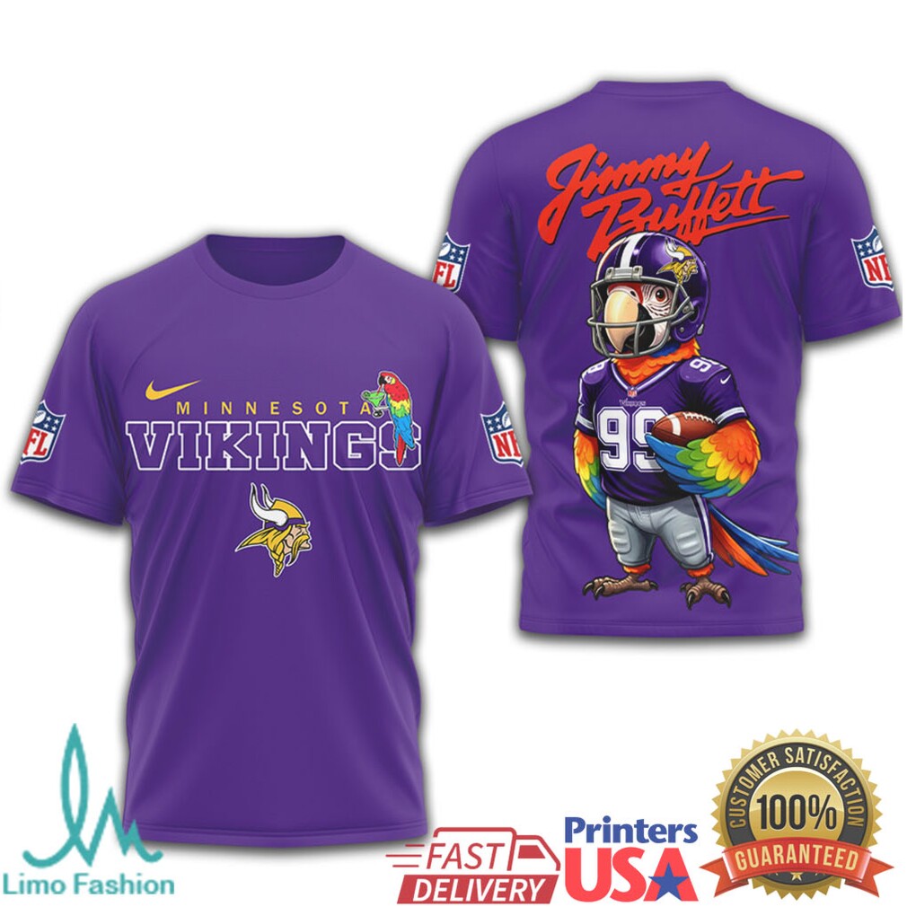 Jimmy Buffett x Minnesota Vikings Skol Parrot Graphic Shirt - Limotees LLC