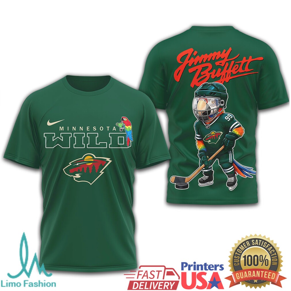 Jimmy Buffett x Minnesota Wild Parrot Head Hockey Fan Tribute T Shirt - Limotees LLC