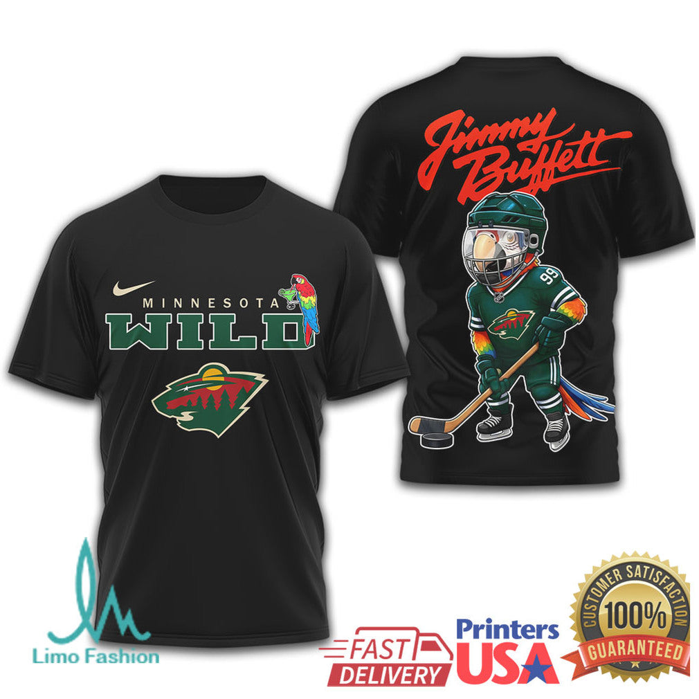 Jimmy Buffett x Minnesota Wild Parrot Head Hockey Fan Tribute T Shirt - Limotees LLC