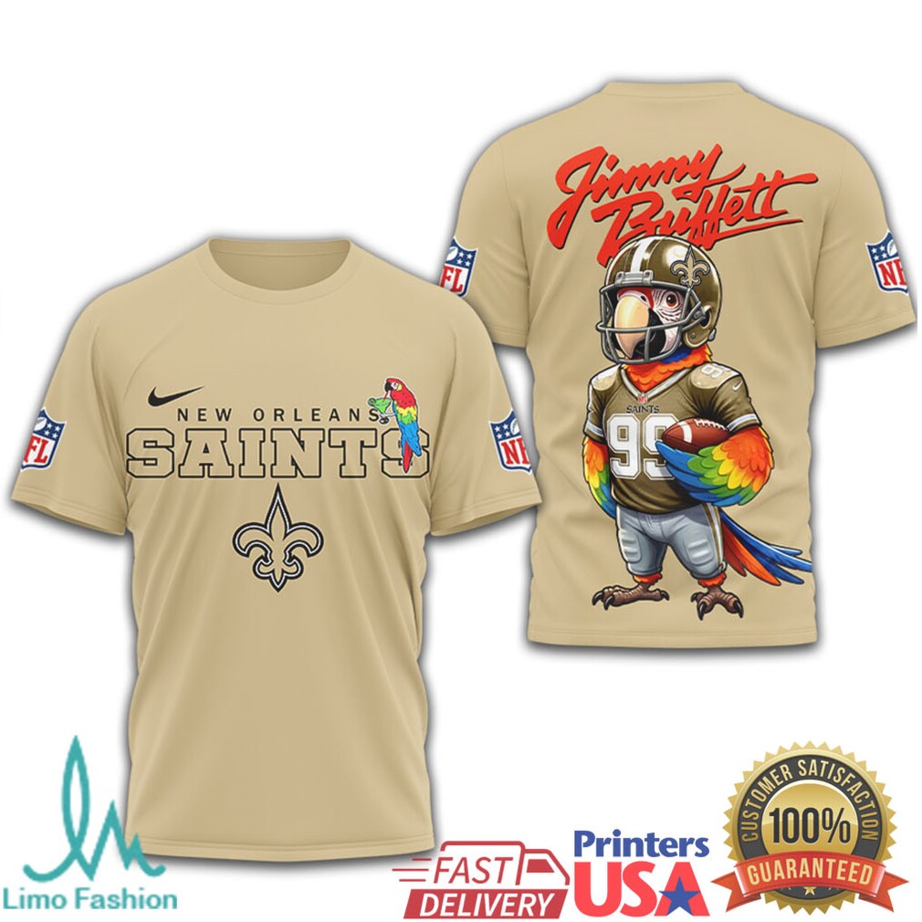 Jimmy Buffett x New Orleans Saints Who Dat Parrot Fan Tee - Limotees LLC