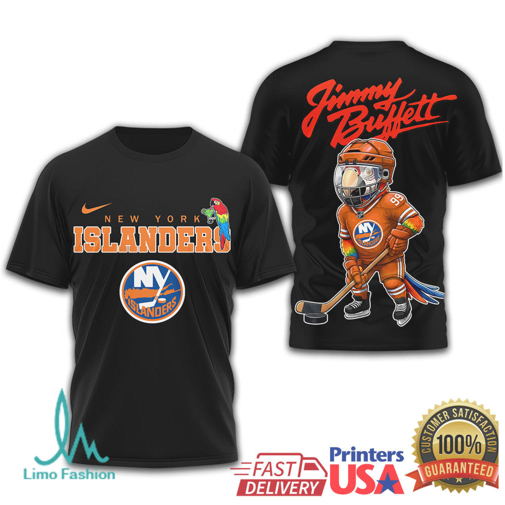 Jimmy Buffett x New York Islanders Parrot Head Hockey T Shirt - Limotees LLC