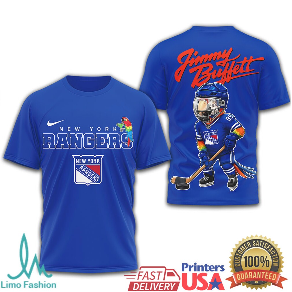 Jimmy Buffett x New York Rangers Parrot Head Hockey T Shirt - Limotees LLC