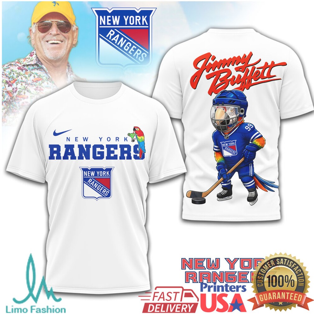 Jimmy Buffett x New York Rangers Parrot Head Hockey T Shirt - Limotees LLC