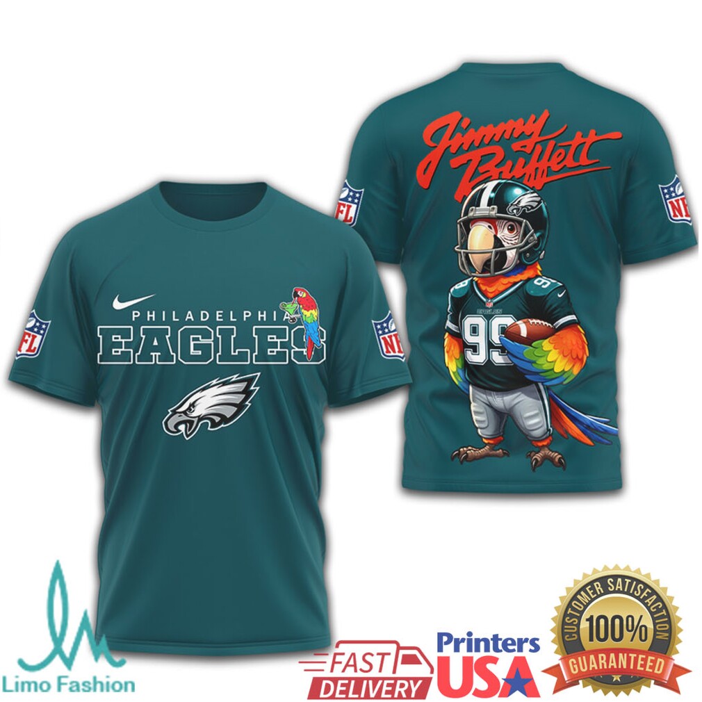 Jimmy Buffett x Philadelphia Eagles Fly Parrot Fly NFL Shirt - Limotees LLC