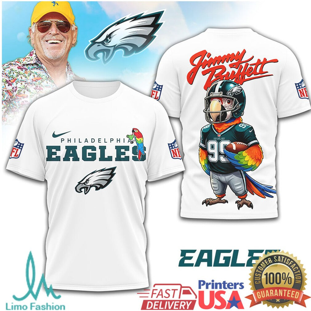 Jimmy Buffett x Philadelphia Eagles Fly Parrot Fly NFL Shirt - Limotees LLC