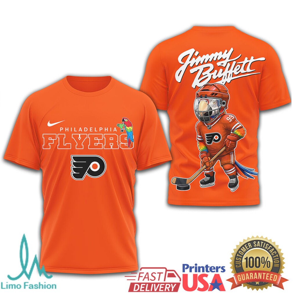 Jimmy Buffett x Philadelphia Flyers Parrot Head Hockey T Shirt - Limotees LLC
