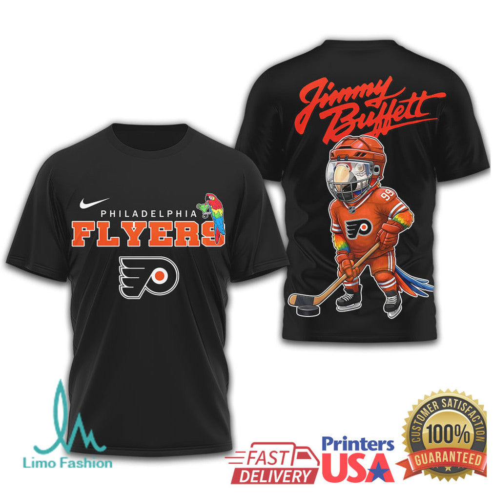 Jimmy Buffett x Philadelphia Flyers Parrot Head Hockey T Shirt - Limotees LLC