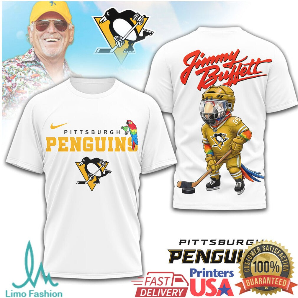 Jimmy Buffett x Pittsburgh Penguins Parrot Head Hockey T Shirt - Limotees LLC