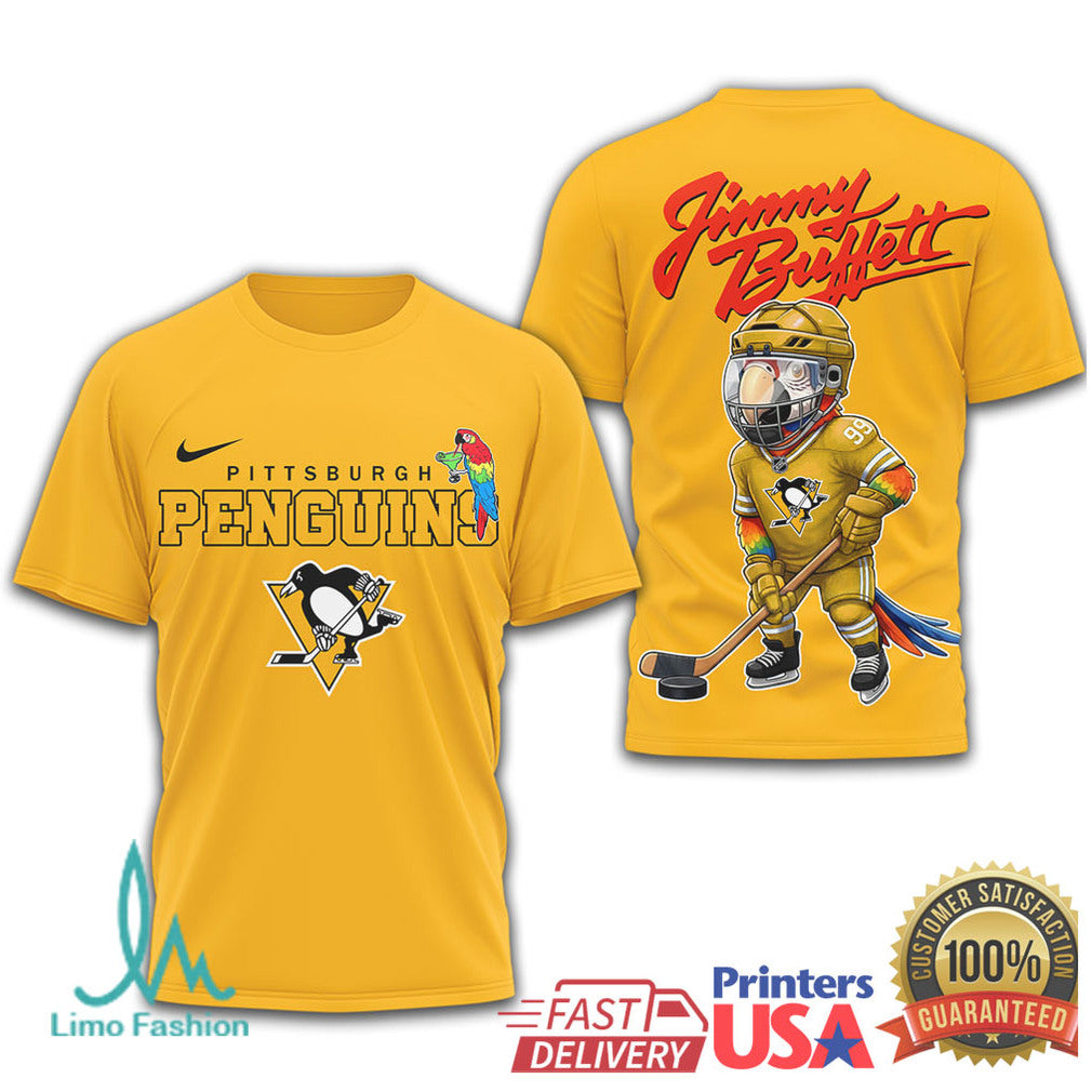 Jimmy Buffett x Pittsburgh Penguins Parrot Head Hockey T Shirt - Limotees LLC