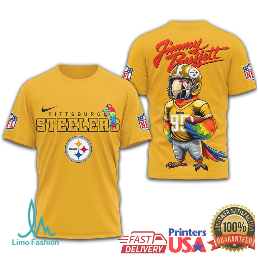 Jimmy Buffett x Pittsburgh Steelers Steely Parrot Football Tee