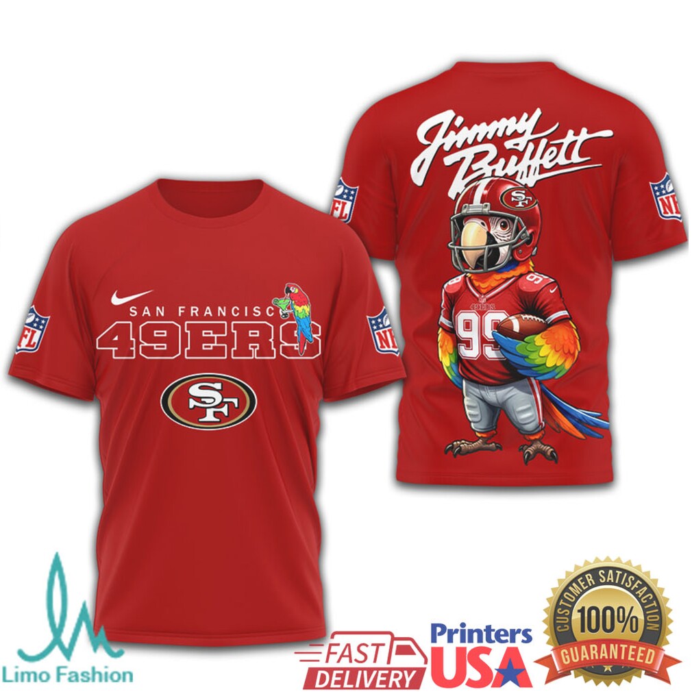 Jimmy Buffett x San Francisco 49ers Faithful Parrot NFL Shirt - Limotees LLC